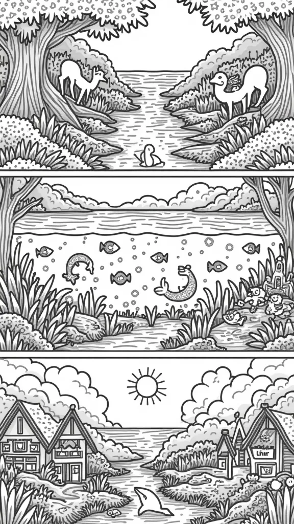 three coloring page